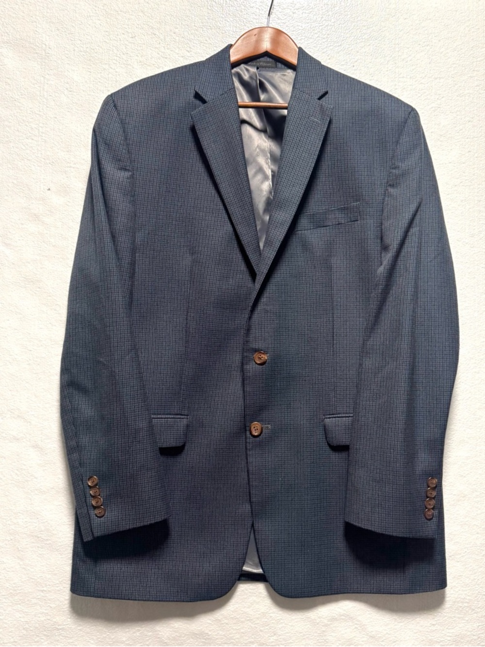 Vintage Ralph Lauren Mens Navy Houndstooth Plaid‎ Blazer 42L 2000-2004